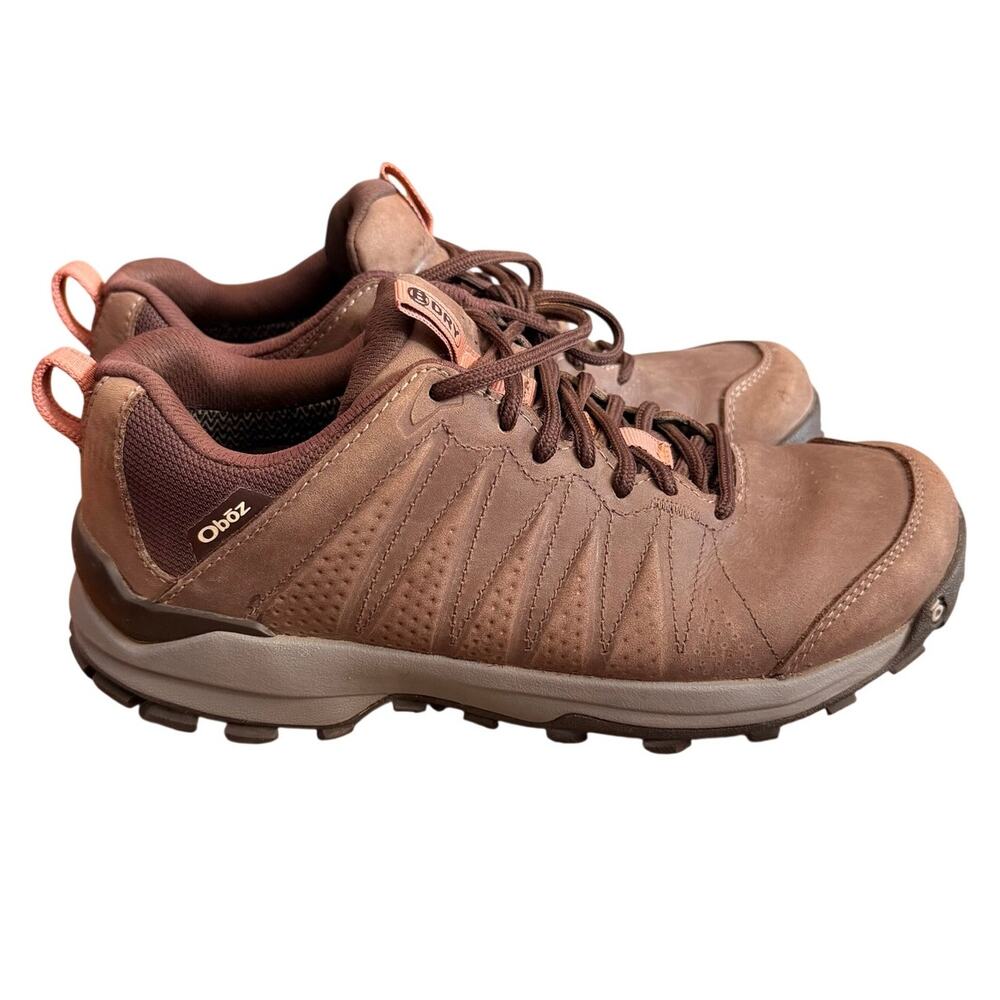 Oboz Sypes Low Leather B-DRY Hiking Shoe Brown Hiking Boots Women's SZ 7 EUC